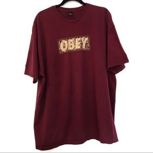 [OBEY] 100% Cotton Graphic Print Logo T-Shirt XXL